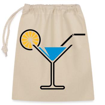 Cocktail / Cocktailglas / Martini + (Hellblau) - Verschließbarer Geschenkbeutel aus Baumwolle (25x30cm) - Natur - Vorne