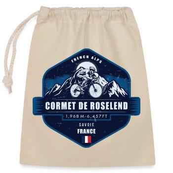 Cormet de Roselend Cycling Badge  - Sac cadeau en coton avec cordon (25 x 30 cm) - nature - Devant