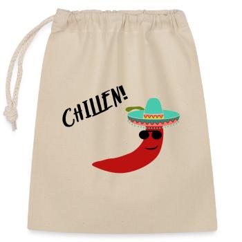 Chilli Chillen - Verschließbarer Geschenkbeutel aus Baumwolle (25x30cm) - Natur - Vorne