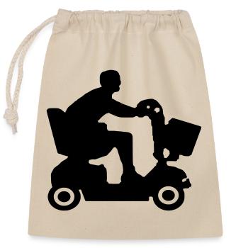 Image de personnes handicapées en scooter de mobilité # - Sac cadeau en coton avec cordon (25 x 30 cm) - nature - Devant