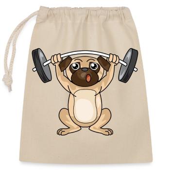 Chien mobylette séance d’entraînement poids haltères cadeau - Sac cadeau en coton avec cordon (25 x 30 cm) - nature - Devant