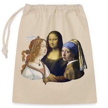 DaVinci vs Botticelli vs Vermeer | Artist contest - Closable cotton gift bag (25x30cm) - nature - Front
