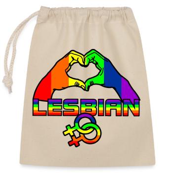 Regenbogen lesbies stolzes Logo 4 - Verschließbarer Geschenkbeutel aus Baumwolle (25x30cm) - Natur - Vorne