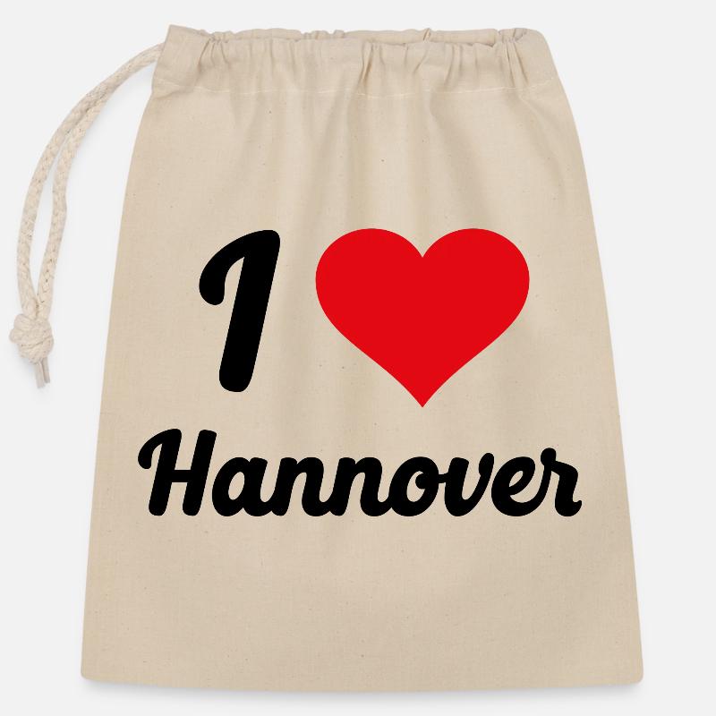 I Love Hannover - Verschließbarer Geschenkbeutel aus Baumwolle (25x30cm) - Natur