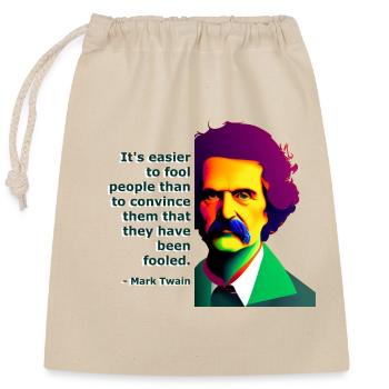 Mark Twain Zitat: "It's easier to fool..." - Verschließbarer Geschenkbeutel aus Baumwolle (25x30cm) - Natur - Vorne