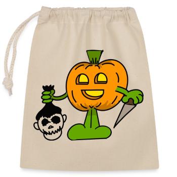 Jack O’Lantern Pumpkin Killer avec couteau Halloween - Sac cadeau en coton avec cordon (25 x 30 cm) - nature - Devant
