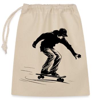 Skateboard Boy Graphic - Closable cotton gift bag (25x30cm) - nature - Front