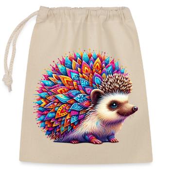 Igel - Verschließbarer Geschenkbeutel aus Baumwolle (25x30cm) - Natur - Vorne