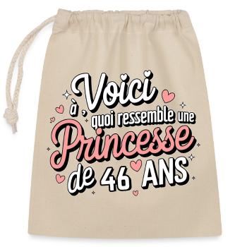 46 Year Old Princess - Closable cotton gift bag (25x30cm) - nature - Front