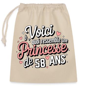 Princess 58 years old - Closable cotton gift bag (25x30cm) - nature - Front