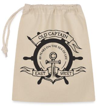 80 years - Closable cotton gift bag (25x30cm) - nature - Front