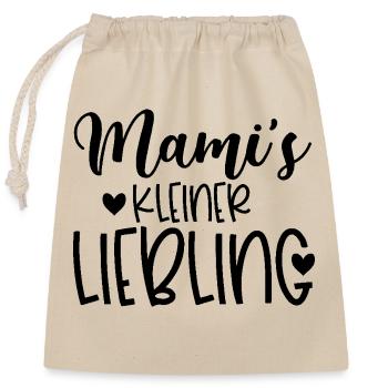 Mamas kleiner Liebling - Mama Tochter Sohn Shirt - Verschließbarer Geschenkbeutel aus Baumwolle (25x30cm) - Natur - Vorne