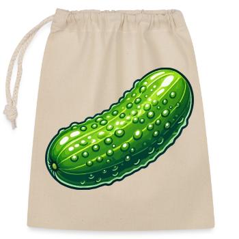 Curved pickle - Closable cotton gift bag (25x30cm) - nature - Front