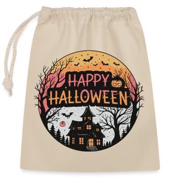 Halloween Spuk Kreisförmig Gelb Orange - Verschließbarer Geschenkbeutel aus Baumwolle (25x30cm) - Natur - Vorne