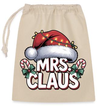 Christmas Mrs Claus - Closable cotton gift bag (25x30cm) - nature - Front