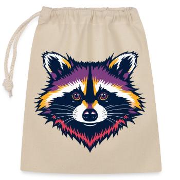 Neon Raccoon Head - Closable cotton gift bag (25x30cm) - nature - Front