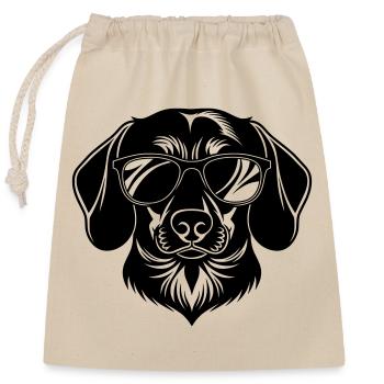 Tête de teckel avec des lunettes de soleil - Sac cadeau en coton avec cordon (25 x 30 cm) - nature - Devant