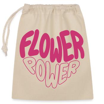 Flower Power Pink Font Design - Closable cotton gift bag (25x30cm) - nature - Front