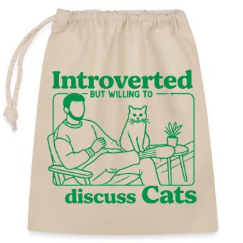 Introverted but ready to chat cats - Closable cotton gift bag (25x30cm) - nature - Front