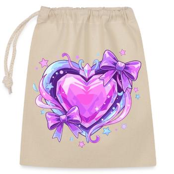 Cœur en cristal violet avec arcs - Sac cadeau en coton avec cordon (25 x 30 cm) - nature - Devant