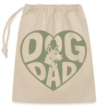 Dog Dad - Dog Dad Heart with Dog Silhouette - Closable cotton gift bag (25x30cm) - nature - Front