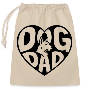 Dog Dad - Dog Dad Heart with Dog Silhouette - Closable cotton gift bag (25x30cm) - nature - Front