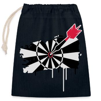 A dartboard with dart - Closable cotton gift bag (25x30cm) - navy - Front