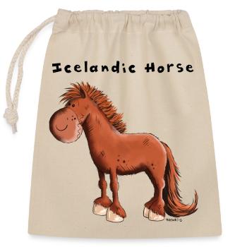 Cheval islandais - Sac cadeau en coton avec cordon (25 x 30 cm) - nature - Devant