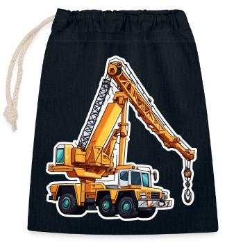 Crane / construction site / winch / crane system - Closable cotton gift bag (25x30cm) - navy - Front