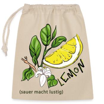 Lemon - Closable cotton gift bag (25x30cm) - nature - Front