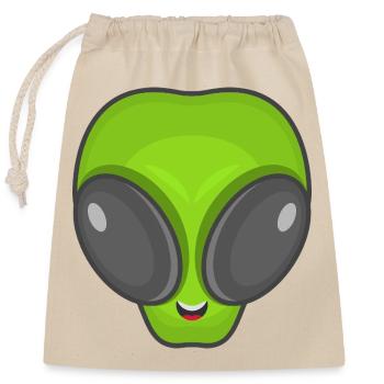 Green Alien Head - Closable cotton gift bag (25x30cm) - nature - Front