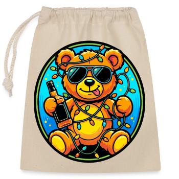 Summer Teddy Fairy Lights Garden Party Fun Motif - Closable cotton gift bag (25x30cm) - nature - Front