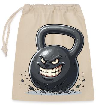 Wütende Kettlebell Kraftmonster - Verschließbarer Geschenkbeutel aus Baumwolle (25x30cm) - Natur - Vorne