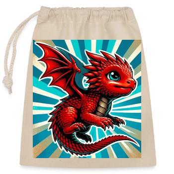dragon - Closable cotton gift bag (25x30cm) - nature - Front
