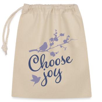 Choose Joy Floral Bird Inspirational  - Verschließbarer Geschenkbeutel aus Baumwolle (25x30cm) - Natur - Vorne