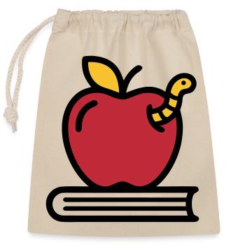 Apple Book Worm Elementary School - Closable cotton gift bag (25x30cm) - nature - Front