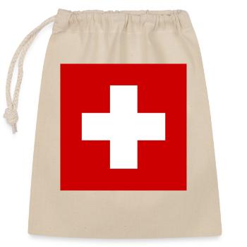 SCHWEIZ SWISS SWITZERLAND EUROPA SPORT FAN - Verschließbarer Geschenkbeutel aus Baumwolle (25x30cm) - Natur - Vorne