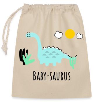 Baby Saurus - gift idea - Closable cotton gift bag (25x30cm) - nature - Front