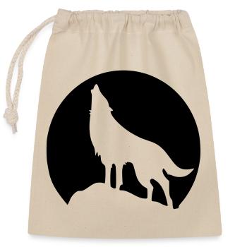 Wolf - Mond - Verschließbarer Geschenkbeutel aus Baumwolle (25x30cm) - Natur - Vorne