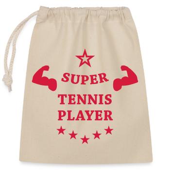 Tennis - Sport - Ball - Player - Game - Sportsman - Closable cotton gift bag (25x30cm) - nature - Front