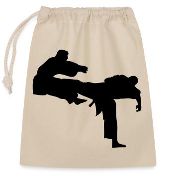 Kick geri kick karaté - Sac cadeau en coton avec cordon (25 x 30 cm) - nature - Devant