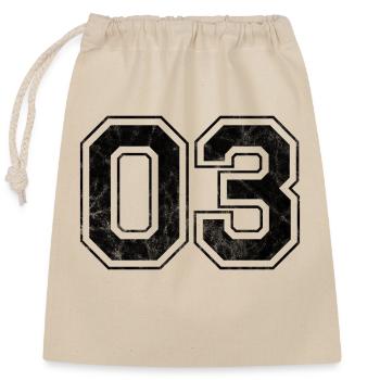 Number 03 - Closable cotton gift bag (25x30cm) - nature - Front