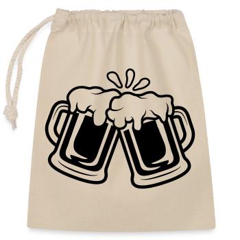 Anstoßen Bier Krüge - Verschließbarer Geschenkbeutel aus Baumwolle (25x30cm) - Natur - Vorne
