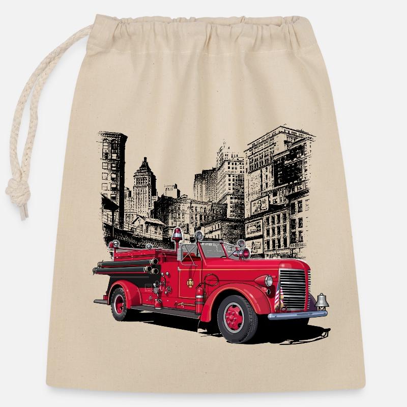 Feuerwehrauto New York 1930 - Verschließbarer Geschenkbeutel aus Baumwolle (25x30cm) - Natur