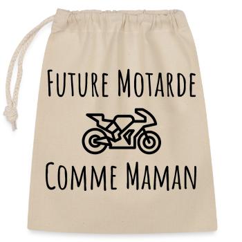 idee cadeau naissance future motarde comme maman - Sac cadeau en coton avec cordon (25 x 30 cm) - nature - Devant