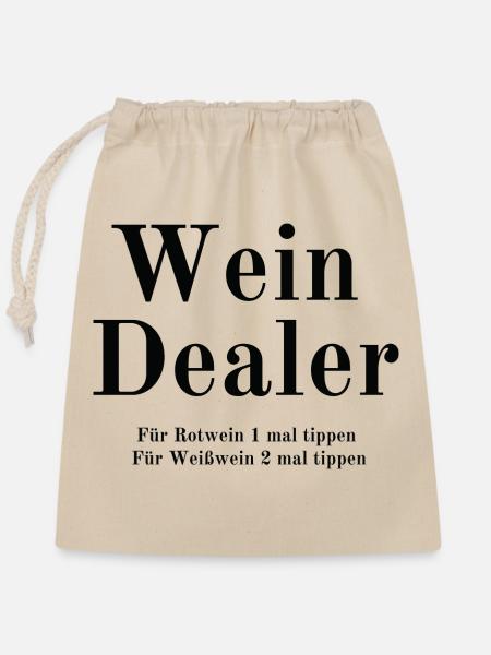 Wein Dealer - Verschließbarer Geschenkbeutel aus Baumwolle (25x30cm) - Natur