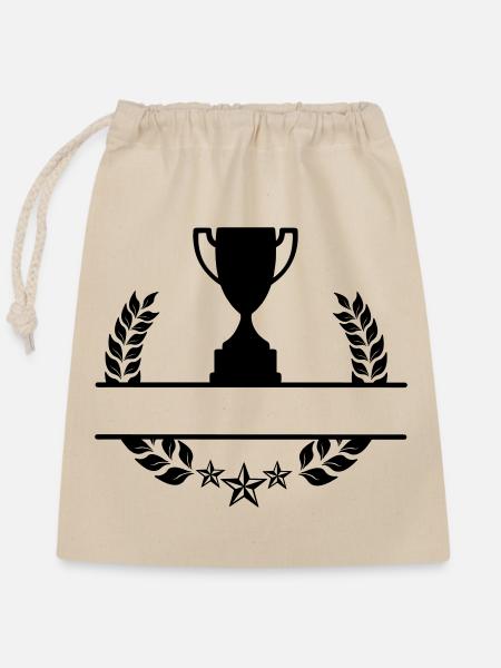 Lorbeerkranz-Monogramm-Becher - Verschließbarer Geschenkbeutel aus Baumwolle (25x30cm) - Natur