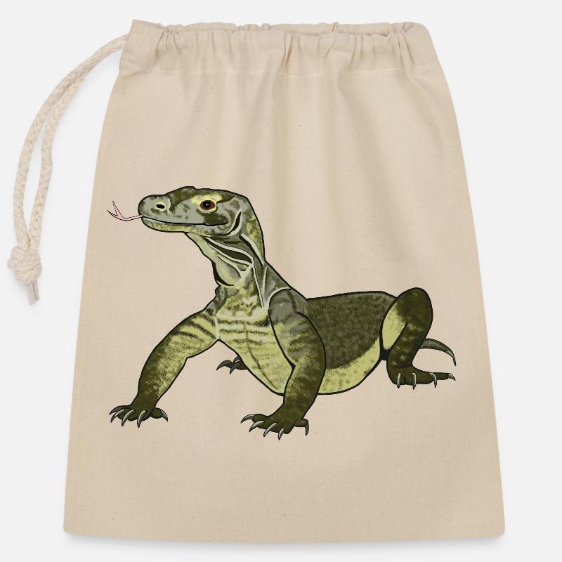 Dragon de Komodo Varanus komodoensis Lézard géant - Sac cadeau en coton avec cordon (25 x 30 cm) - nature