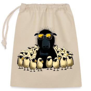 Drôle de troupeau de moutons avec de la bière et des moutons noirs - Sac cadeau en coton avec cordon (25 x 30 cm) - nature - Devant