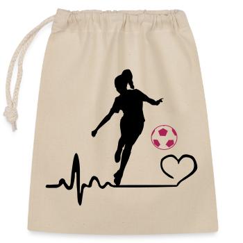Fußballerin Herzschlag - Verschließbarer Geschenkbeutel aus Baumwolle (25x30cm) - Natur - Vorne